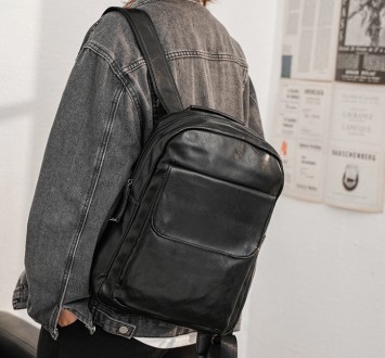 Классический мужской городской рюкзак из эко кожи
Характеристики:
	
	Материал: П. . фото 2