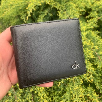 Мужской кожаный кошелек черный люкс копия Calvin Klein, мужское портмоне натурал. . фото 2