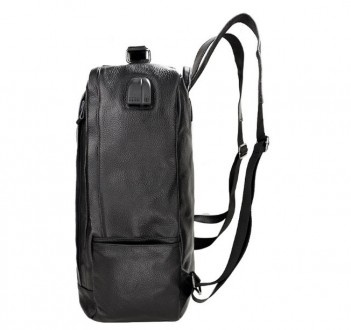 Кожаный мужской городской рюкзак большой и вместительный из натуральной кожи чер. . фото 8