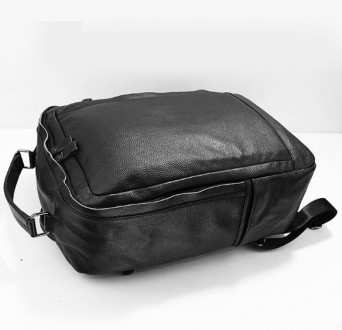 Кожаный мужской городской рюкзак большой и вместительный из натуральной кожи чер. . фото 7