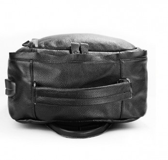 Кожаный мужской городской рюкзак большой и вместительный из натуральной кожи чер. . фото 10