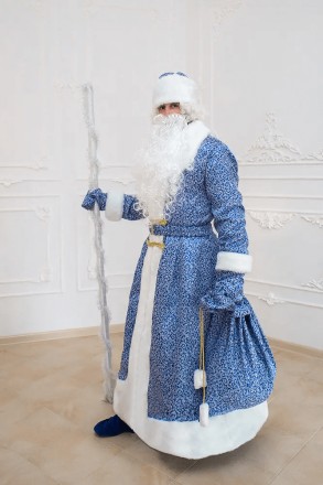  Костюм Святого Николая/ Деда Мороза синий жаккард Роскошный наряд в синем цвете. . фото 6