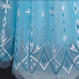  Платье Эльзы голубое с пайетками, шлейфом и рукавами-фонариками Шикарное голубо. . фото 9