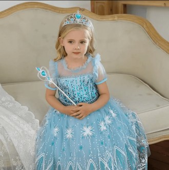  Сукня Ельзи блакитна з коротким рукавом Чарівне вбрання принцеси, зимової корол. . фото 8