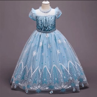  Сукня Ельзи блакитна з коротким рукавом Чарівне вбрання принцеси, зимової корол. . фото 3