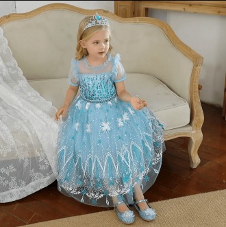  Сукня Ельзи блакитна з коротким рукавом Чарівне вбрання принцеси, зимової корол. . фото 9