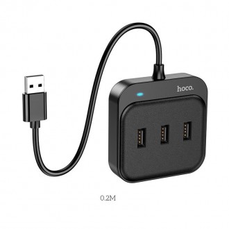 HUB адаптер 4 в 1 HOCO Easy HB31 USB на 4USB2.0, 1.2 м, черный
HOCO Easy HB31 US. . фото 5