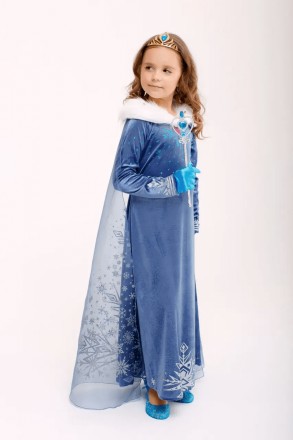  Сукня Ельзи велюрова з хутром та довгим шлейфом для дівчинки 2-10 років Ідеальн. . фото 7