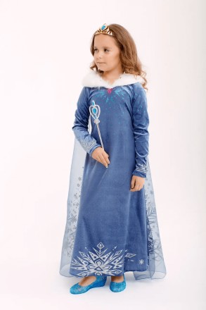  Сукня Ельзи велюрова з хутром та довгим шлейфом для дівчинки 2-10 років Ідеальн. . фото 2