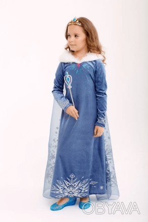 Сукня Ельзи велюрова з хутром та довгим шлейфом для дівчинки 2-10 років Ідеальн. . фото 1