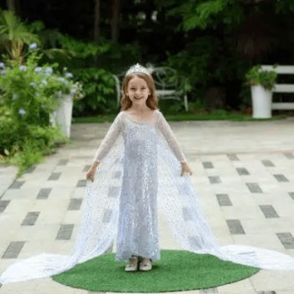  Карнавальное белое платье принцессы Эльзы с пайетками Детское нарядное платье с. . фото 5