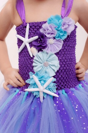 Платье Русалочка с ракушками, цветами, звездами фиолетовоеКрасивенное платье Рус. . фото 8