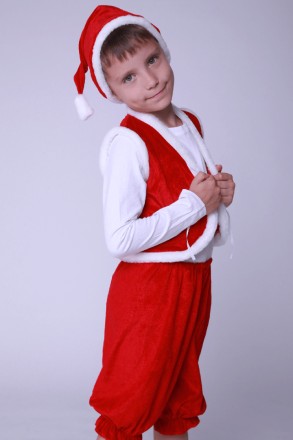  Гном №1. Детский карнавальный костюм велюр (красный) 
 Отделочная ткань: искусс. . фото 3