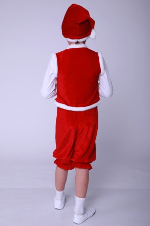  Гном №1. Детский карнавальный костюм велюр (красный) 
 Отделочная ткань: искусс. . фото 4