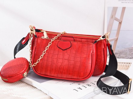 Женская мини сумочка клатч с цепочкой в стиле рептилия. Маленькая сумка с ключни. . фото 1