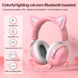 Описание Наушников беспроводных Bluetooth ONIKUMA Gaming CAT B20 LED, розовых
Иг. . фото 5