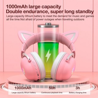 Описание Наушников беспроводных Bluetooth ONIKUMA Gaming CAT B20 LED, розовых
Иг. . фото 6