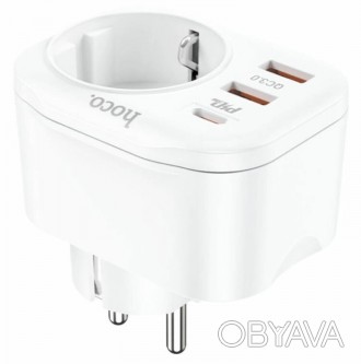 Описание Адаптера сетевого HOCO NS3 2USB Type-C QC3,0 PD20W, 1 розетка, белого
H. . фото 1