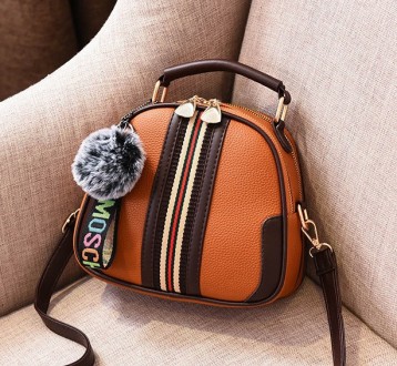 Женская маленькая сумочка с меховым брелком, мини-сумка с меховой подвеской, сум. . фото 4