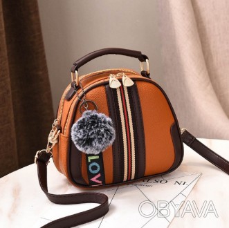 Женская маленькая сумочка с меховым брелком, мини-сумка с меховой подвеской, сум. . фото 1