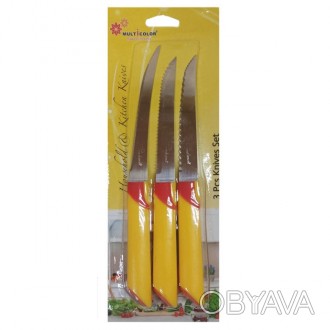 Это универсальный набор кухонных ножей, включающий в себя три ножа с разными тип. . фото 1