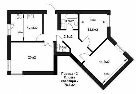 Продається остання 3-кімнатна на 2му поверсі площею 78.6м² (ліфт працює).
. Коломыя. фото 10