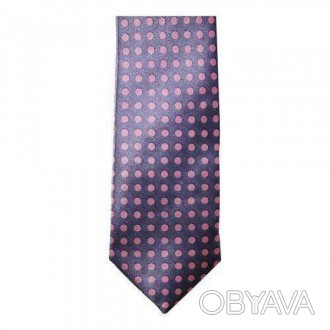 ГАЛСТУК ГОРОШОК тонкий 6 см. Вузька краватка (оселедець) сірий у рожевий горошо. . фото 1