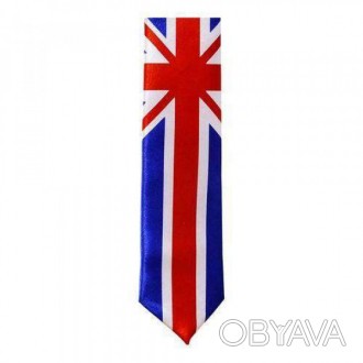  ГАЛСТУК UK английский флаг (Union Jack) тонкий 5 см Узкий галстук (селедка) с п. . фото 1