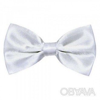  ГАЛСТУК-МЕТЕЛИК класичний білий, двошаровий. 90-73WT Класична краватка-метелик!. . фото 1