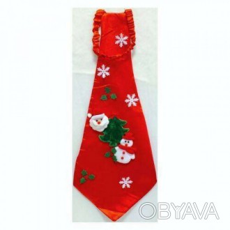  САНТА. Галстук новогодний красный Новогодний аксессуар для мужчины - галстук с . . фото 1
