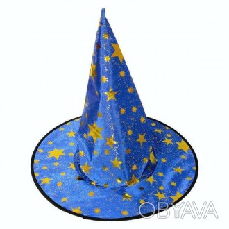  ЗВЕЗДОЧЕТ. Колпак синий с золотистыми звездами Карнавальная шляпа со звездочкам. . фото 1