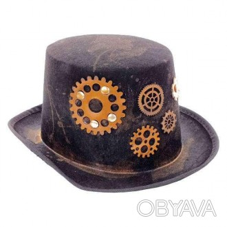 Шляпа цилиндр SteampunkЭффектный цилиндр в стиле стимпанк.Размер 56-58 см.. . фото 1