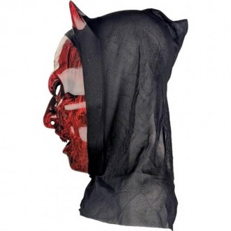  Маска с капюшоном "ДЬЯВОЛ" 13-421. Страшная маска для образа Демона.МатериалМас. . фото 3