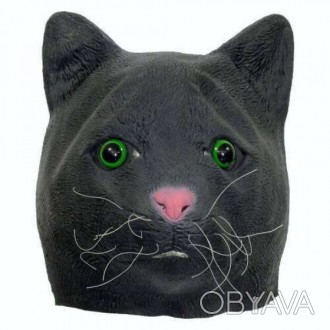  "БЕГЕМОТ”. Маска голова кота карнавальная Маска чёрного кота. Материал - резина. . фото 1