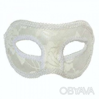  "МИЛЕДИ". Венецианская маска белая с гипюром Гипюровая карнавальная маска для с. . фото 1