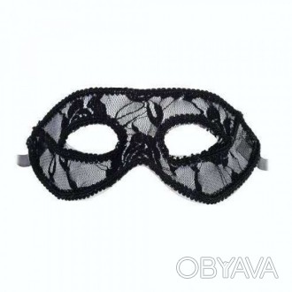  "МИЛЕДИ". Венецианская маска чёрная с гипюром Гипюровая карнавальная маска для . . фото 1