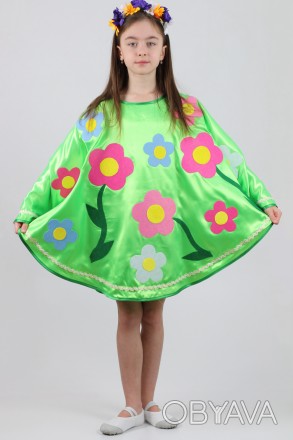  Весна-Лето №1. Детский карнавальный костюм (зелёный) Основная ткань: атлас; Отд. . фото 1
