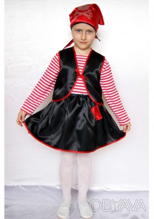  Пират девочка. Детский карнавальный костюм (красный Основная ткань: атласОтдело. . фото 1