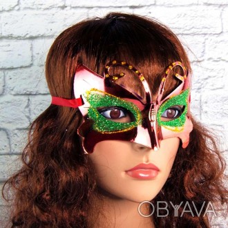  Венецианская маска Бабочка (красная) KV0-9354 Размеры: 10х15см
 Цвет: красный
 . . фото 1