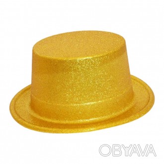  Шляпа Цилиндр блестящая (золото) KSP-7614 Размеры: диаметр с полями 28см, ширин. . фото 1