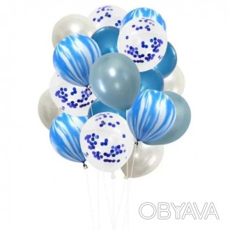  Набор шариков (уп.20шт.) синий В наборе 5 видов шариков по 4 штуки. . фото 1