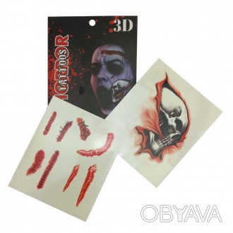 Кровавые татуировки 3D GAT-2962 Размеры: 18х15см Цвет: красный Материал: пленка. . фото 1