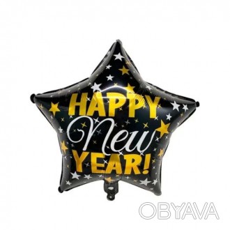  Шарик (45м) звезда Happy New Year Фольгированный шар - будет хорошо смотреться . . фото 1