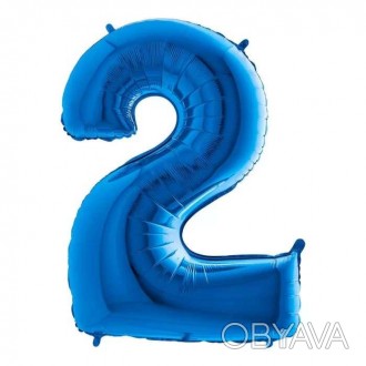  Шарик-цифра ДВОЙКА 100см (40‘’) синий Эти красивые воздушные шары идеально подх. . фото 1