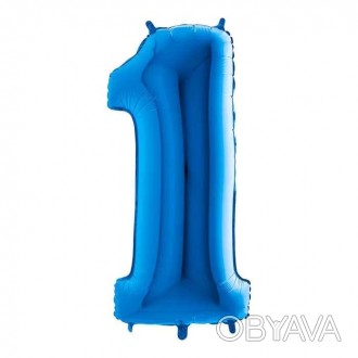  Шарик-цифра ЕДИНИЦА 100см (40‘’) синий 
 Эти красивые воздушные шары идеально п. . фото 1