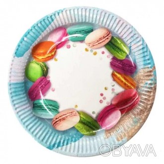 Бумажные тарелки диам.24см Печенье макарун (уп.10шт.)