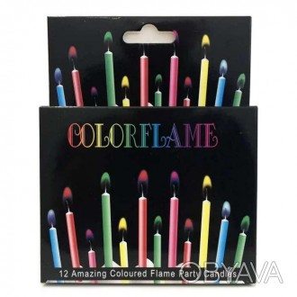 Свічки кольорові з різнокольоровими вогнями (уп.12шт.) Незвичайні свічки, у кож. . фото 1