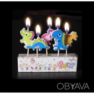  Свечи в торт Динозаврики Украшение торта свечками пожалуй – это любимая многими. . фото 1