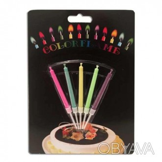  Свечи цветные с разноцветными огнями (уп.5 шт.) Необычные свечи,у каждой свечи . . фото 1