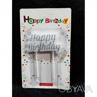  Свечи в торт Happy Birthday серебро Украшение торта свечками пожалуй – это люби. . фото 1